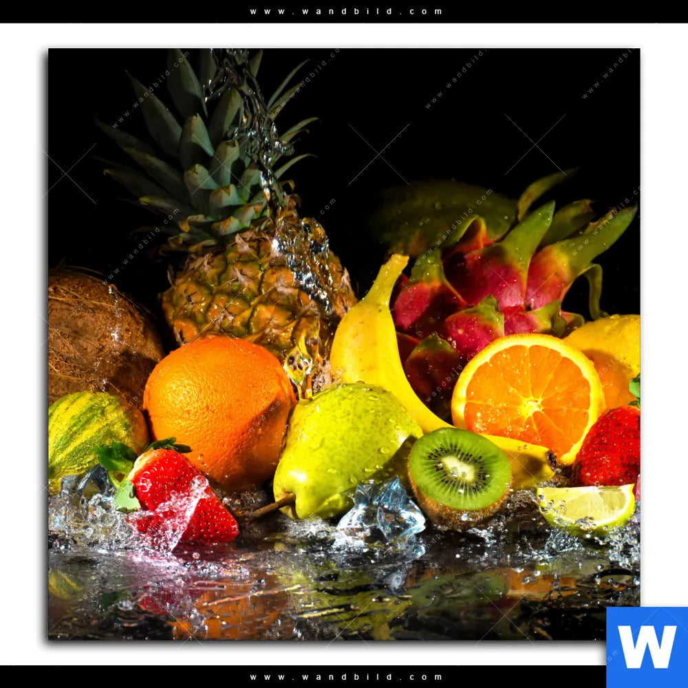 wandbild.com spritzendem Leinwandbild - Wasser - Quadrat Obst-in von
