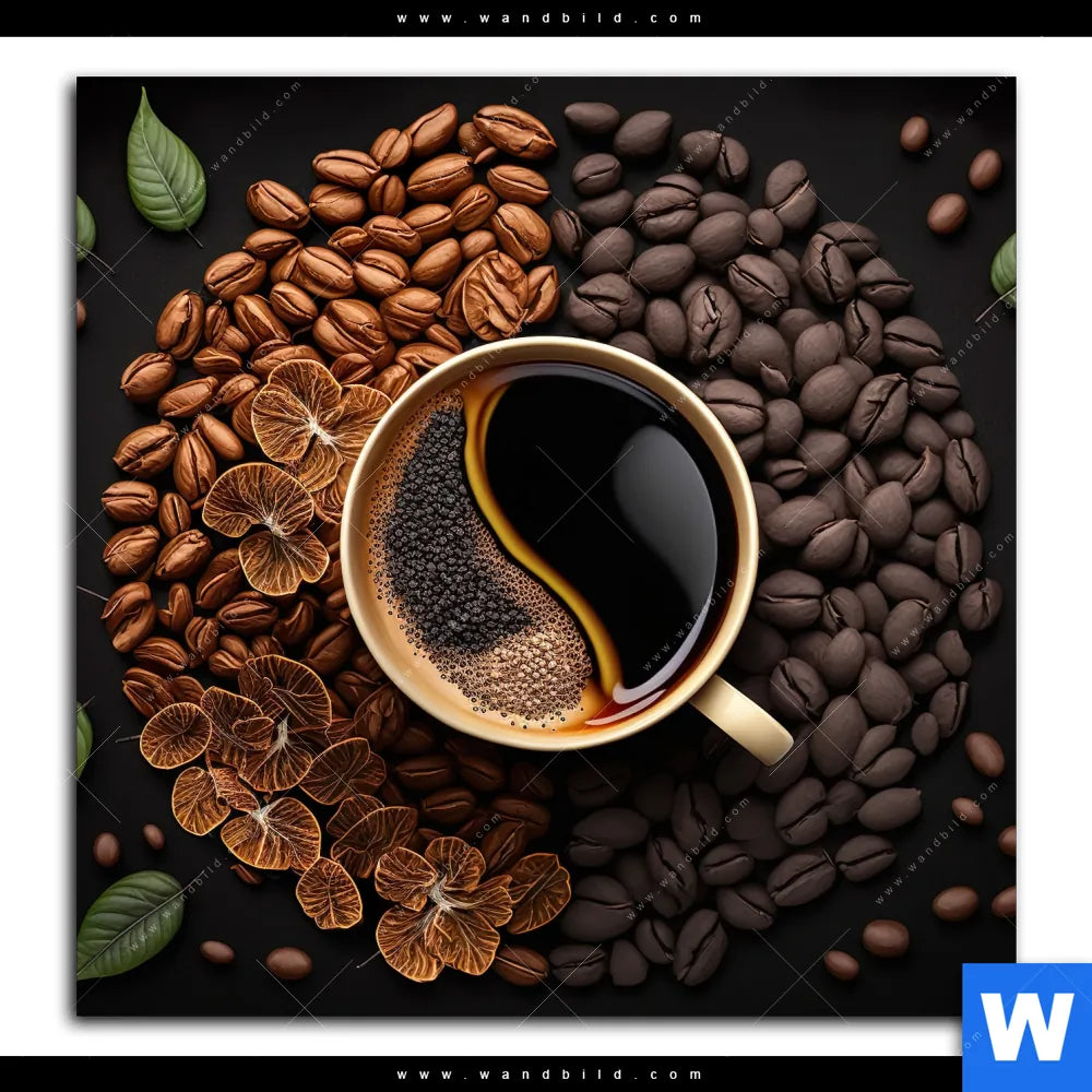Kaffee von - mit Quadrat - wandbild.com Blattdekoration Poster