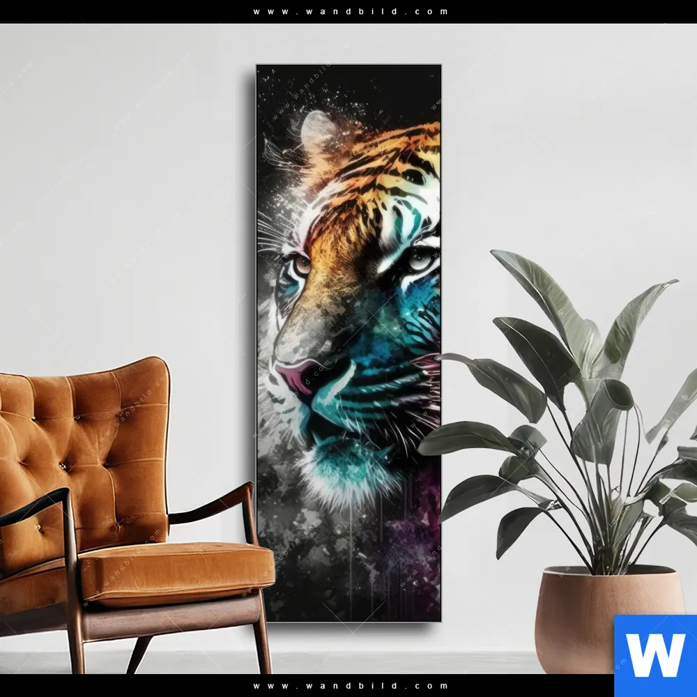 Wechselmotiv ♥️ Tiger im Farbrausch | Schmal | wandbild.com